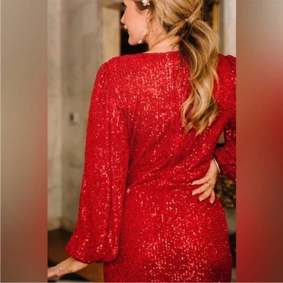 Ivy City Co Lady Dress in Red Sequin - Medium - Picture 9 of 13